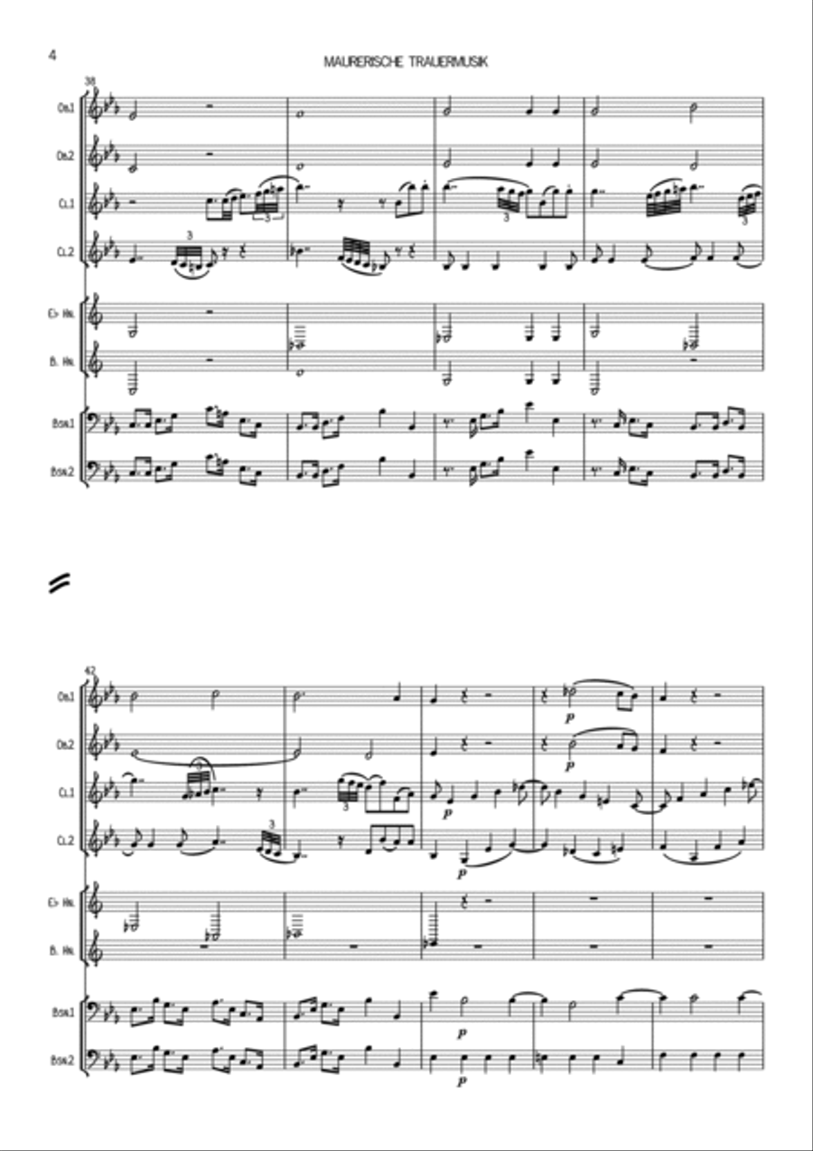 Mozart: Maurerische Trauermusik K.477 (Masonic Funeral Music) - wind octet (2 ob, 2 cl, 2 hn, 2 bsn) Bassoon scores gallery preview page 4