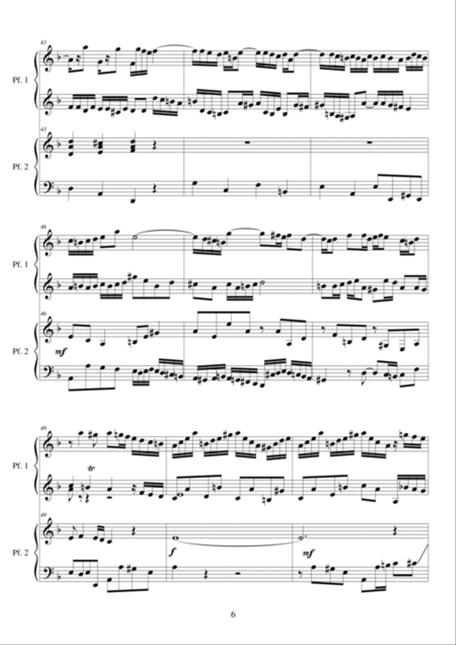 Concerto in D minor BWV 1043 - Piano Duet - Full Piano scores gallery preview page 6