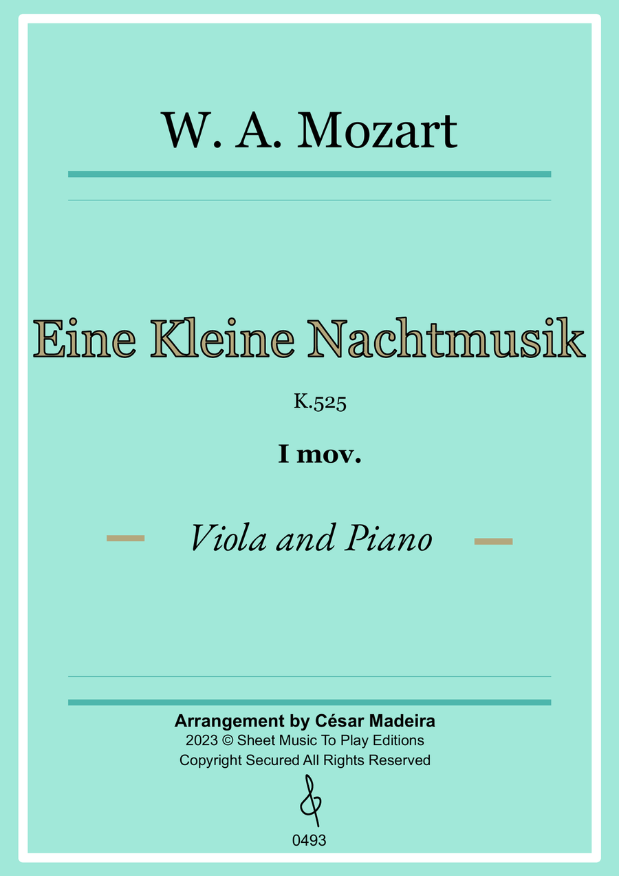 Eine Kleine Nachtmusik (1 mov.) - Viola and Piano (Full Score) Piano scores gallery preview page 1