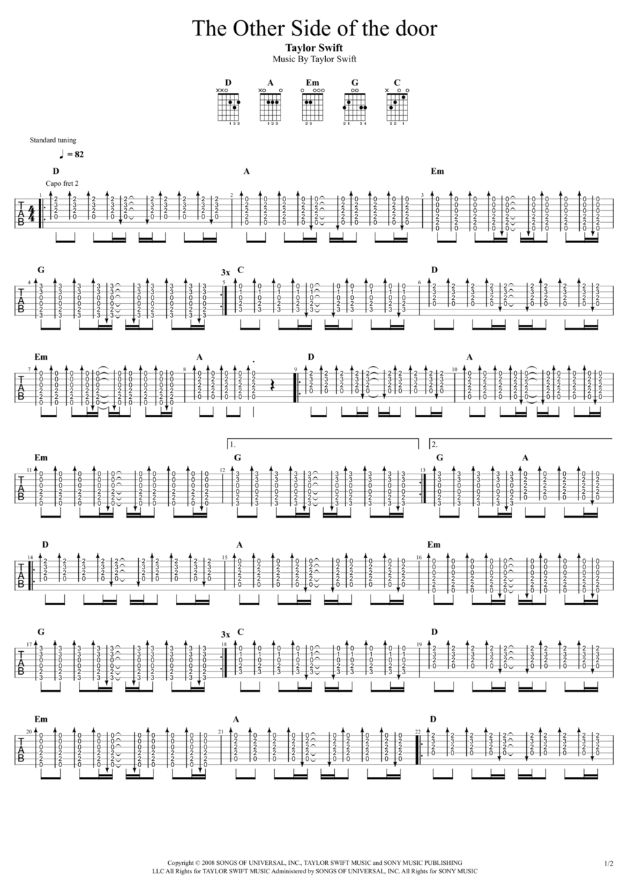 The Other Side Of The Door Guitar Tablature scores gallery preview page 1