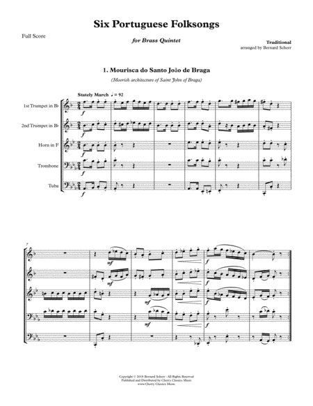 Six Portuguese Folksongs for Brass Quintet image number null