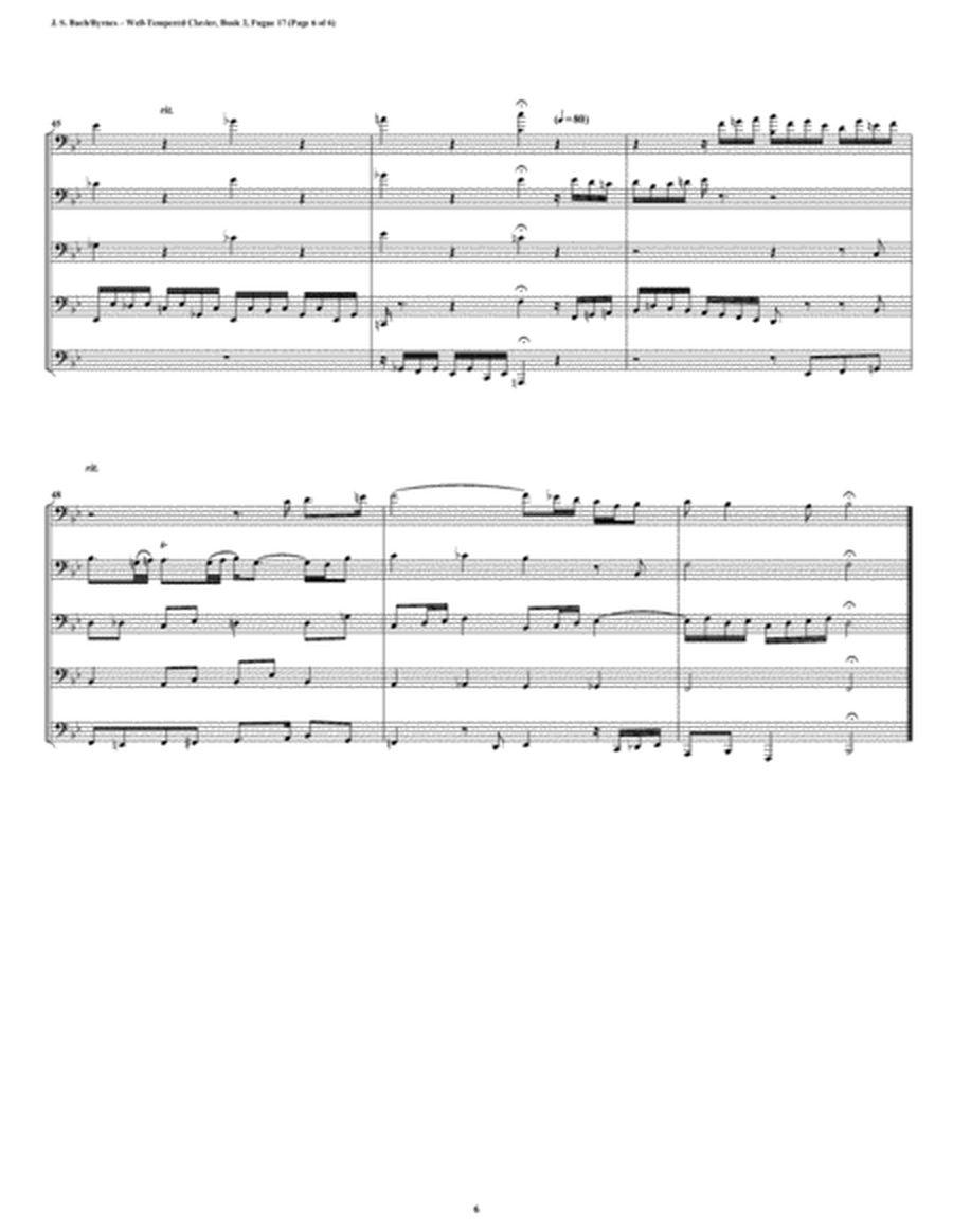 Fugue 17 from Well-Tempered Clavier, Book 2 (Euphonium-Tuba Quintet) image number null