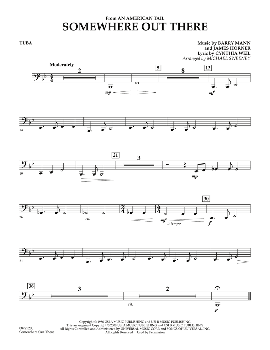 Somewhere Out There (from An American Tail) - Tuba Concert Band scores gallery preview page 1