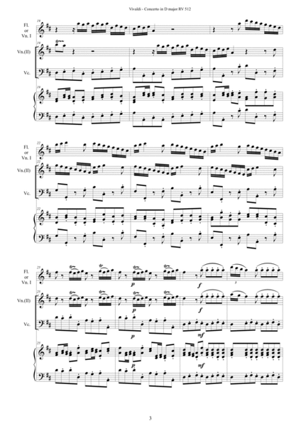 Vivaldi - Concerto in D major RV 512 for Flute, Violin, Cello and Cembalo (or Piano) image number null