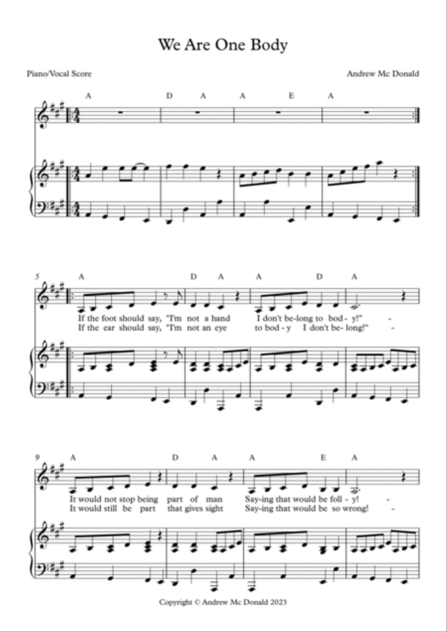 We Are One Body Piano, Vocal, Guitar scores gallery preview page 2