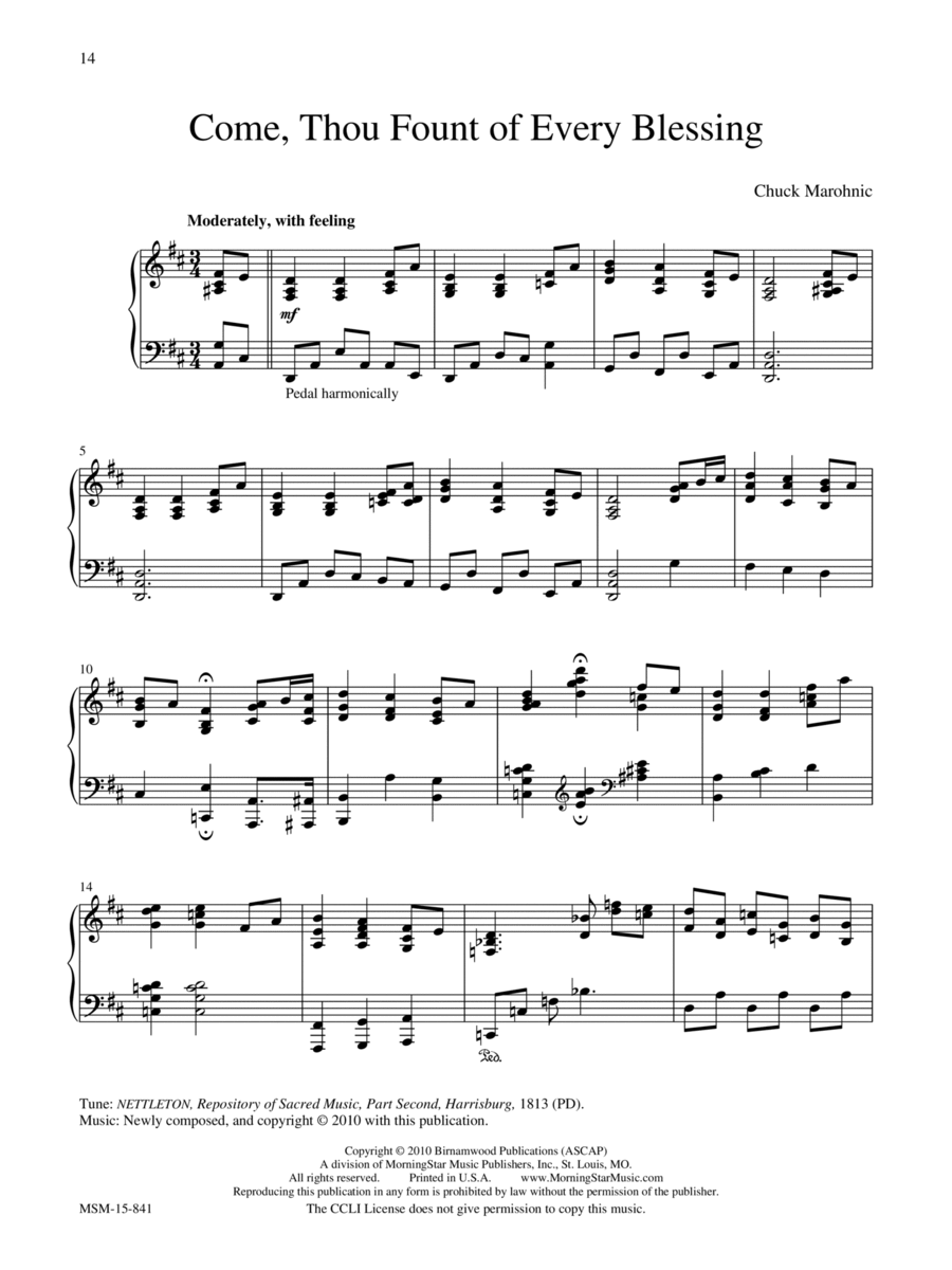 Come, Thou Fount of Every Blessing Piano Solo scores gallery preview page 1