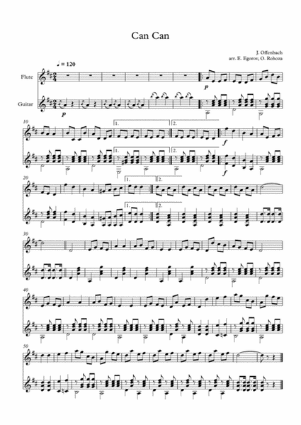 Can Can, Jacques Offenbach, For Flute & Guitar image number null
