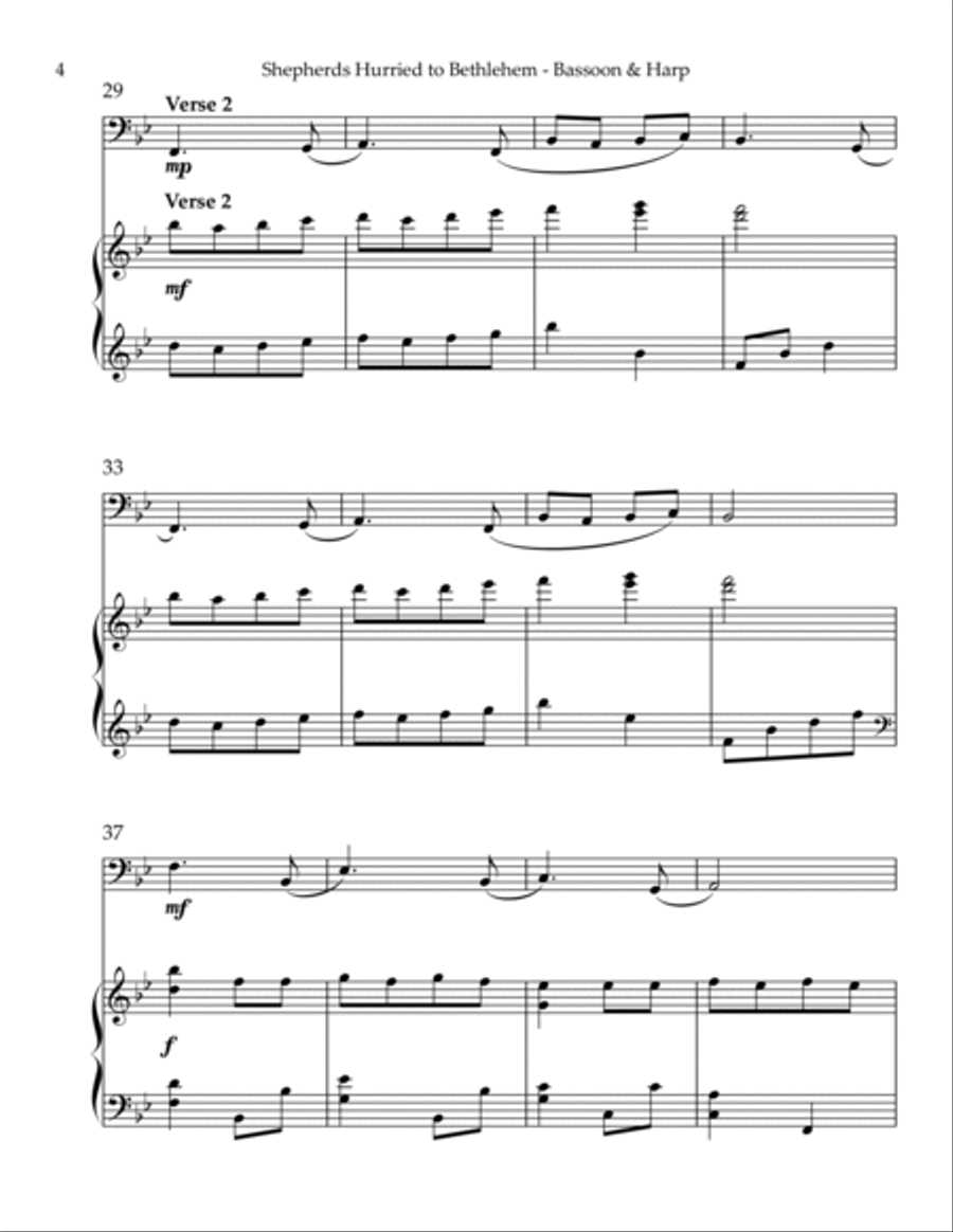 Shepherds Hurried to Bethlehem, Duet for Bassoon & Harp