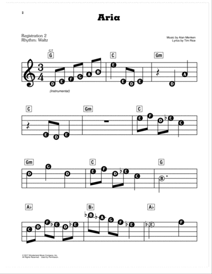 Aria (from Beauty And The Beast) Electronic Keyboard scores gallery preview page 1