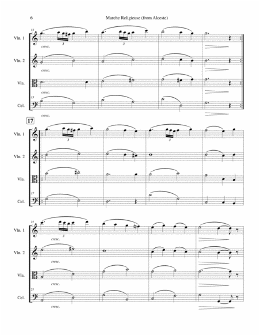 Marche Religieuse (from Alceste) by Gluck - Arranged for String Quartet String Quartet scores gallery preview page 6