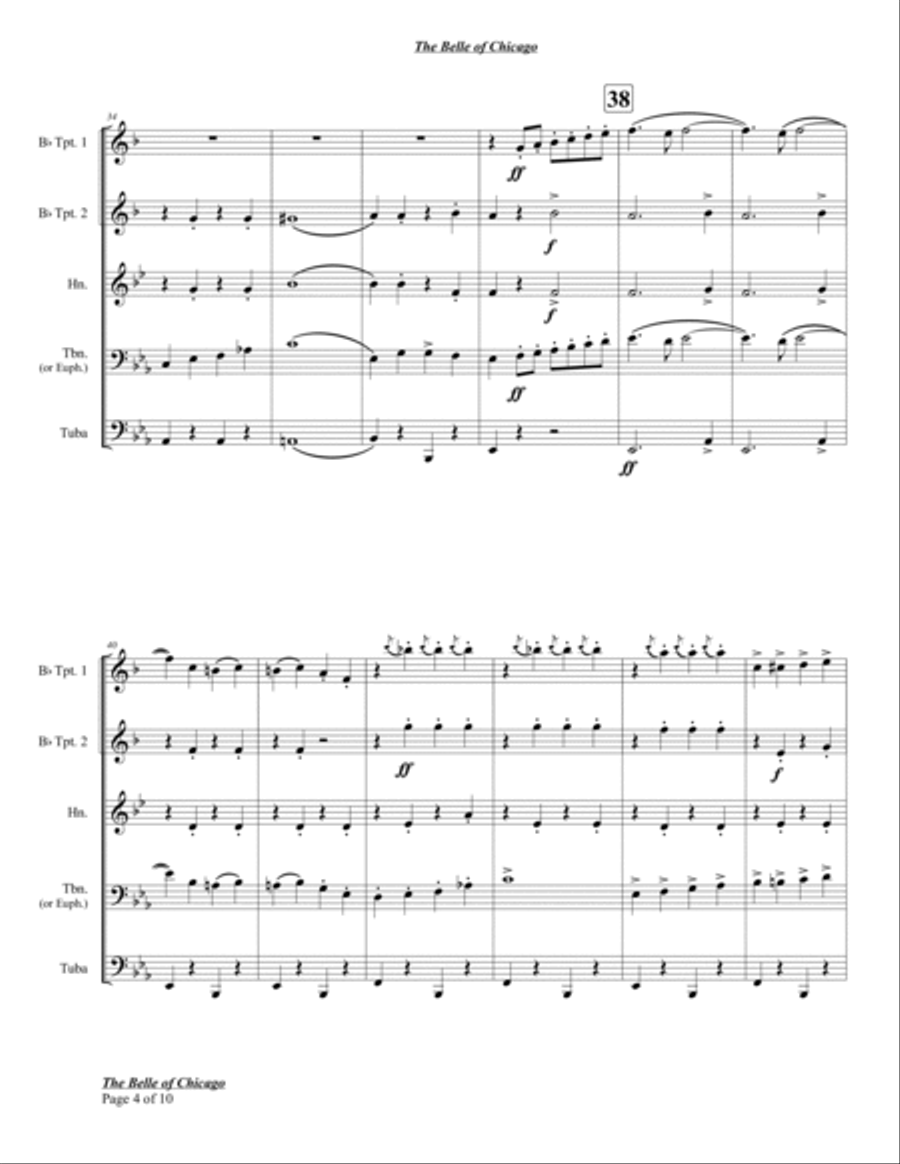 The Belle of Chicago Brass Quintet scores gallery preview page 6