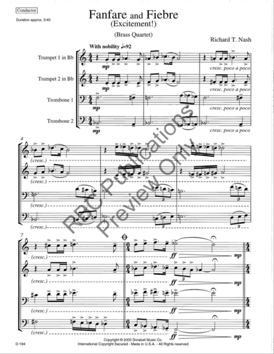 Fanfare And Fiebre Brass Quartet Brass Quartet scores gallery preview page 2