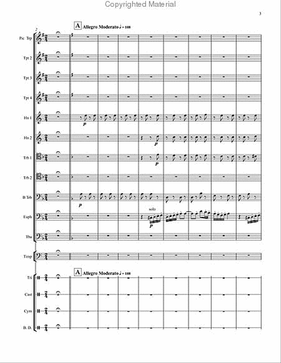 Danse Bachanale for Brass Choir with Timpani & Percussion Score scores gallery preview page 4