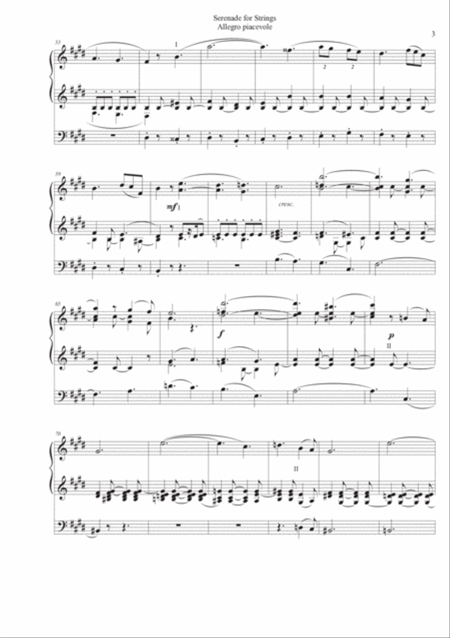 Elgar: Serenade for Strings - 1. Allegro piacevole for Organ Solo String Orchestra scores gallery preview page 3