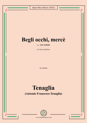 Book cover for Tenaglia-Begli occhi,mercè,from Arie Antiche(Anthology of Italian Song),in a minor