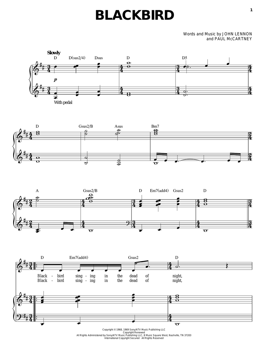 Blackbird (from Across The Universe) Piano, Vocal scores gallery preview page 1