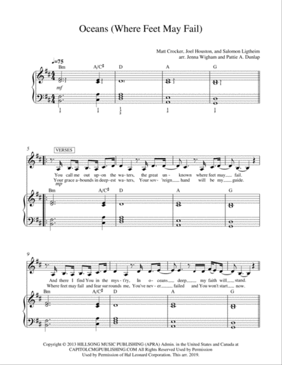 Oceans (Where Feet May Fail) Voice scores gallery preview page 2