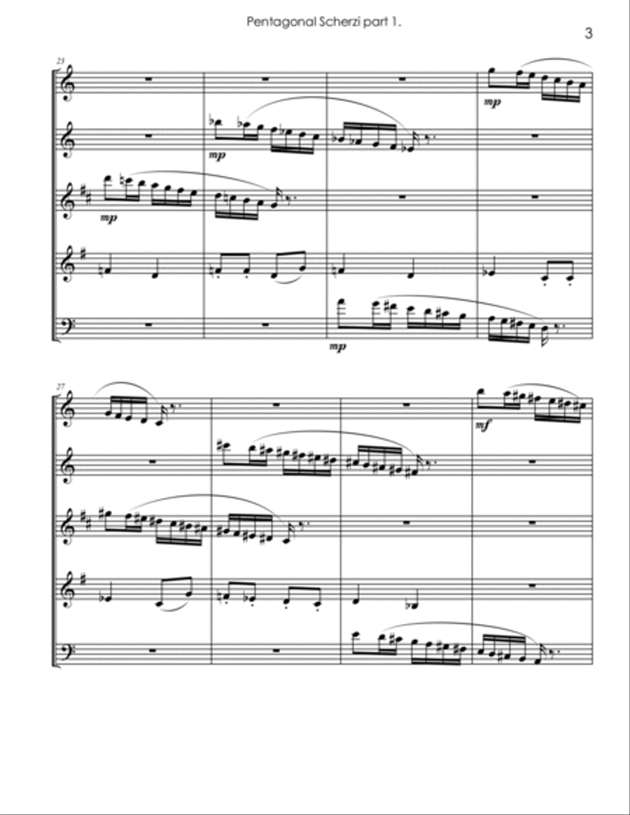 PENTAGONAL SCHERZI for Woodwind Quintet Woodwind Quintet scores gallery preview page 5