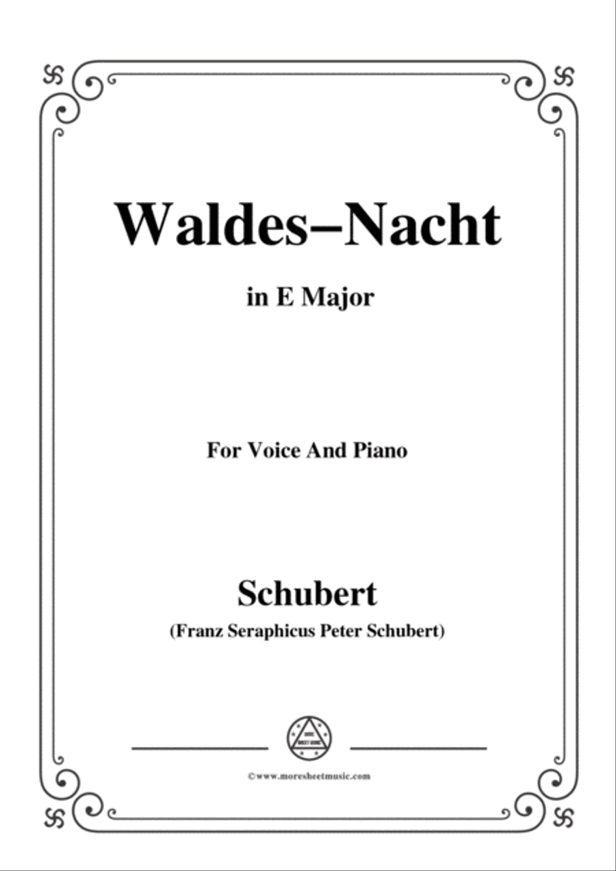 Schubert-Waldes-Nacht,D.708,in E Major,for Voice&Piano Voice scores gallery preview page 1