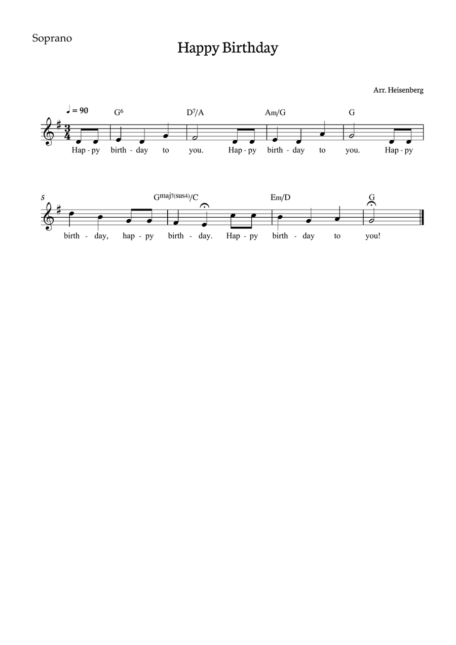 Happy Birthday for SAT with chords in G. Score and parts inc SAT scores gallery preview page 2