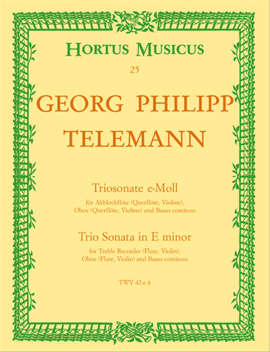 Triosonate for Treble Recorder (Flute, Violin), Oboe (Flute, Violin) and Basso continuo e minor TWV 42:e6 Bassoon scores gallery preview page 1