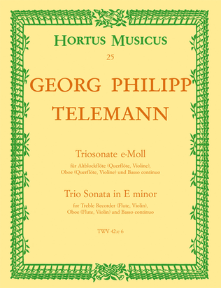 Book cover for Triosonate for Treble Recorder (Flute, Violin), Oboe (Flute, Violin) and Basso continuo e minor TWV 42:e6