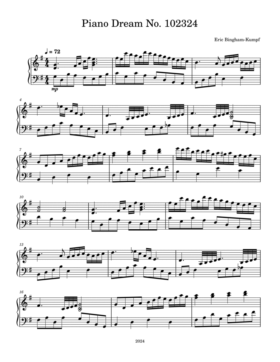 Piano Dream No. 102324 Piano Solo scores gallery preview page 1