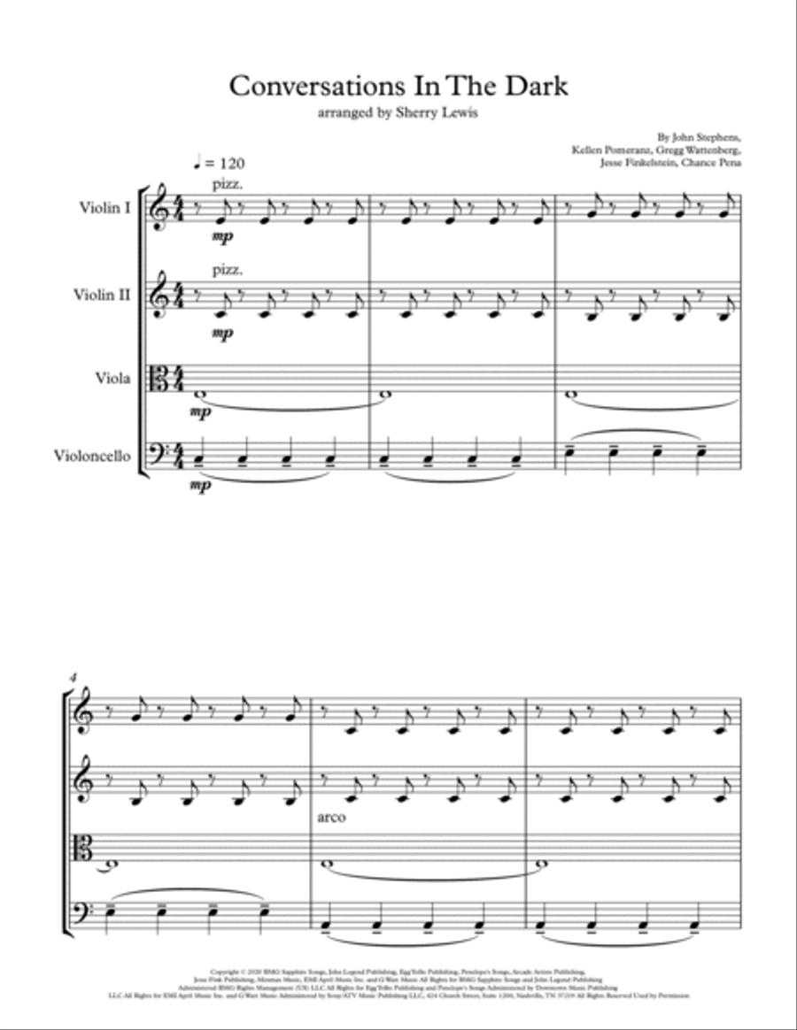 Conversations In The Dark String Quartet scores gallery preview page 4