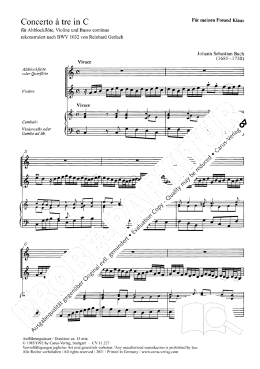 Concerto a tre in C Concerto a tre in C Recorder scores gallery preview page 5
