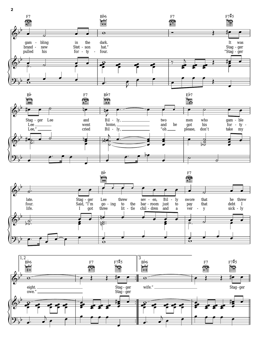 Stagger Lee Stagger Lee Piano, Vocal, Guitar scores gallery preview page 2