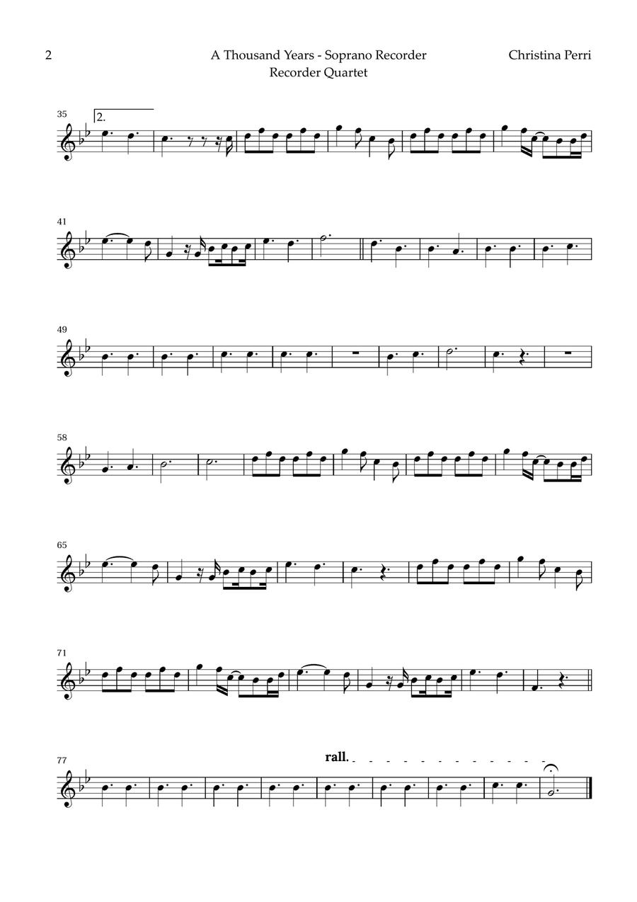 A Thousand Years Soprano Recorder scores gallery preview page 5