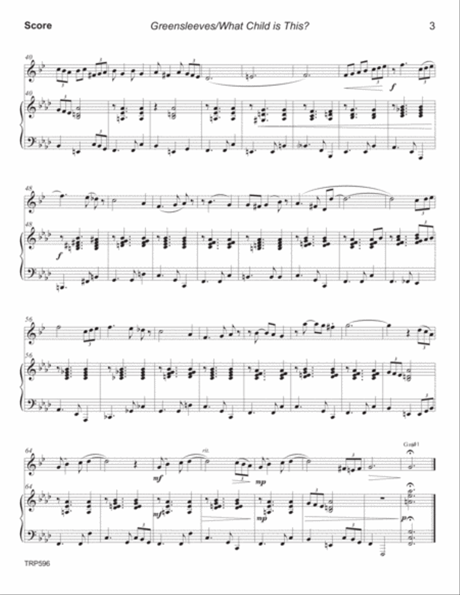 WHAT CHILD IS THIS? (Greensleeves) - TRUMPET SOLO with Piano Accompaniment Trumpet Solo scores gallery preview page 3