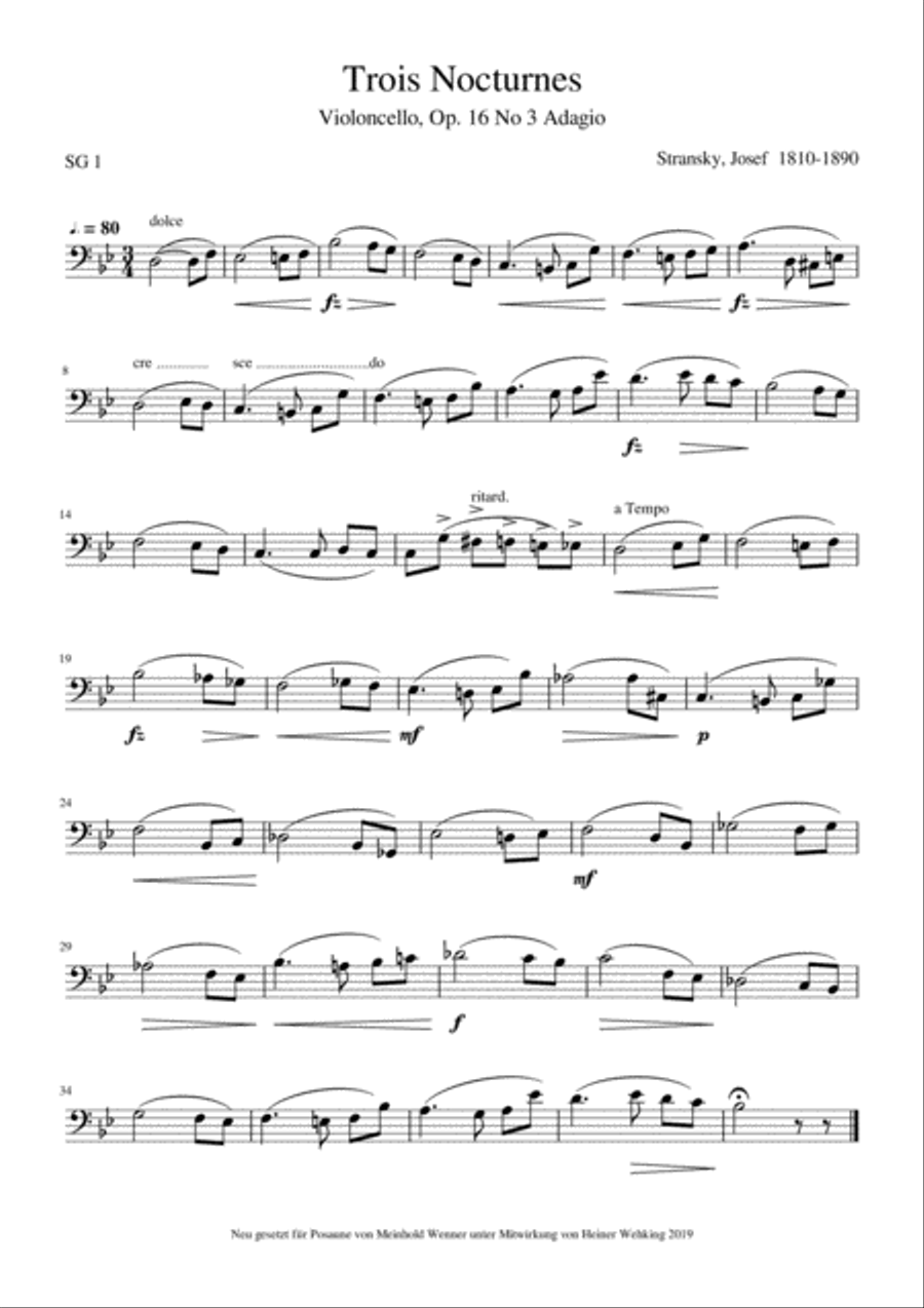 4 Solo Pieces for Trombone Posaune from Stransky, Strauss, Sullivan, Tomasek Trombone Solo Posaune S Trombone Solo scores gallery preview page 3