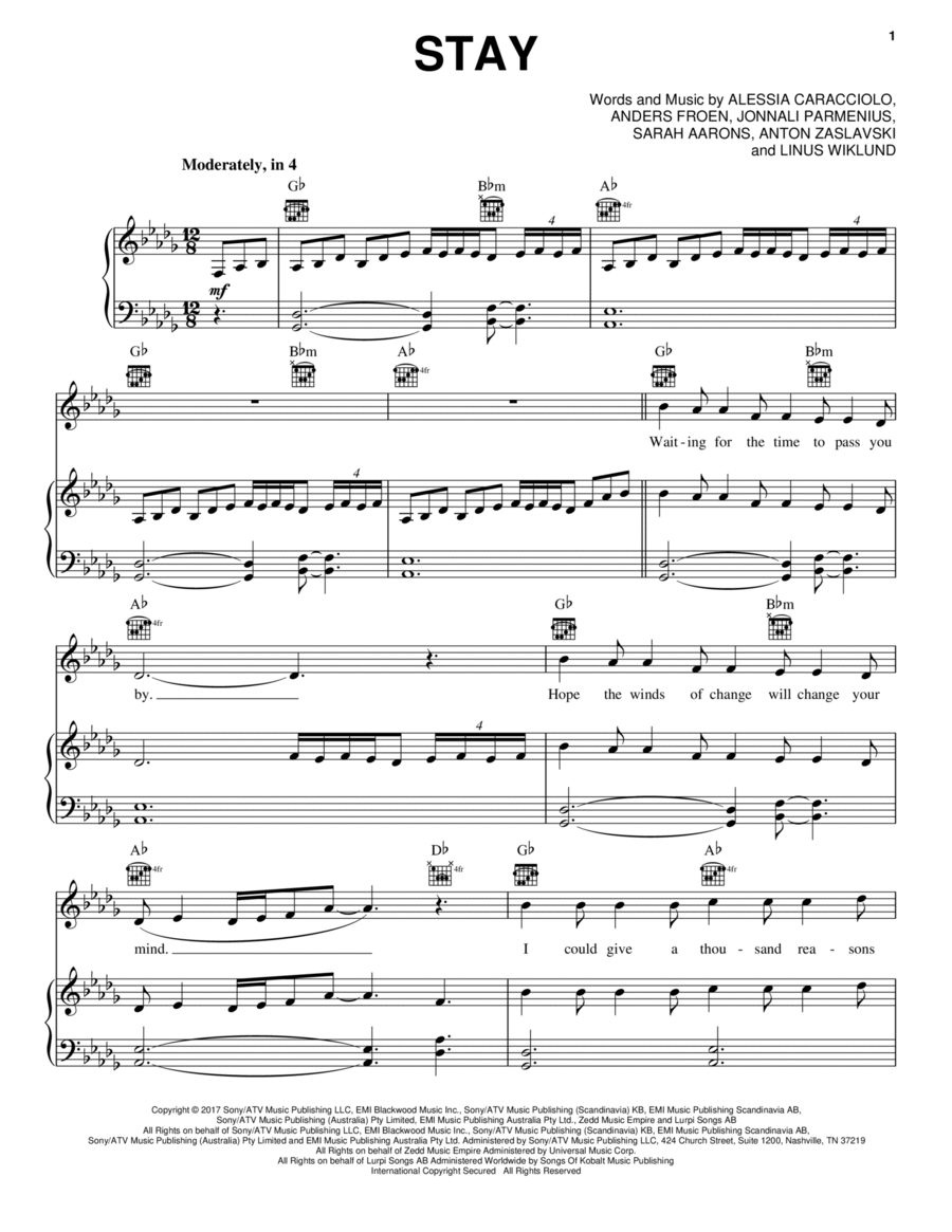 Stay A Cappella scores gallery preview page 1