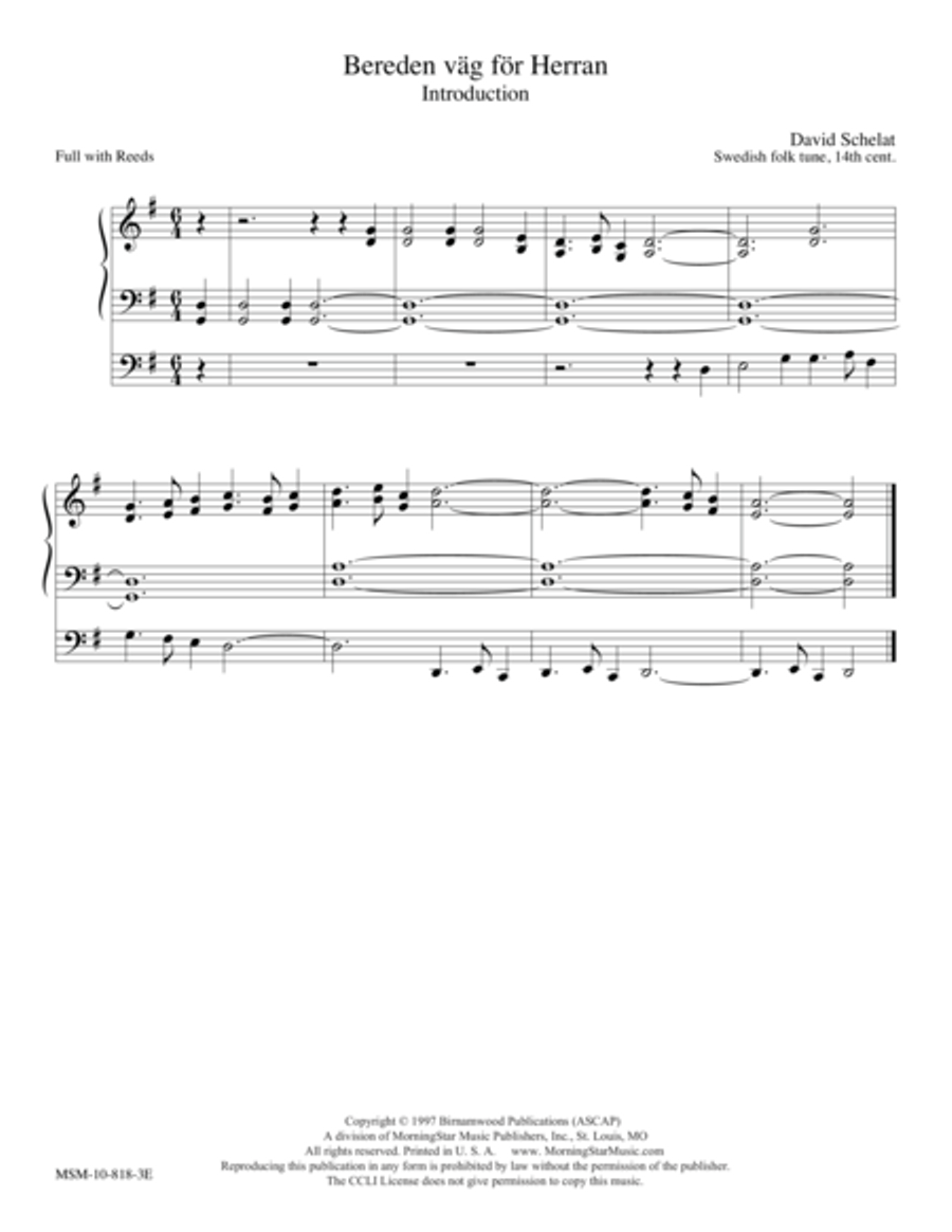 Bereden väg för Herran Organ scores gallery preview page 1