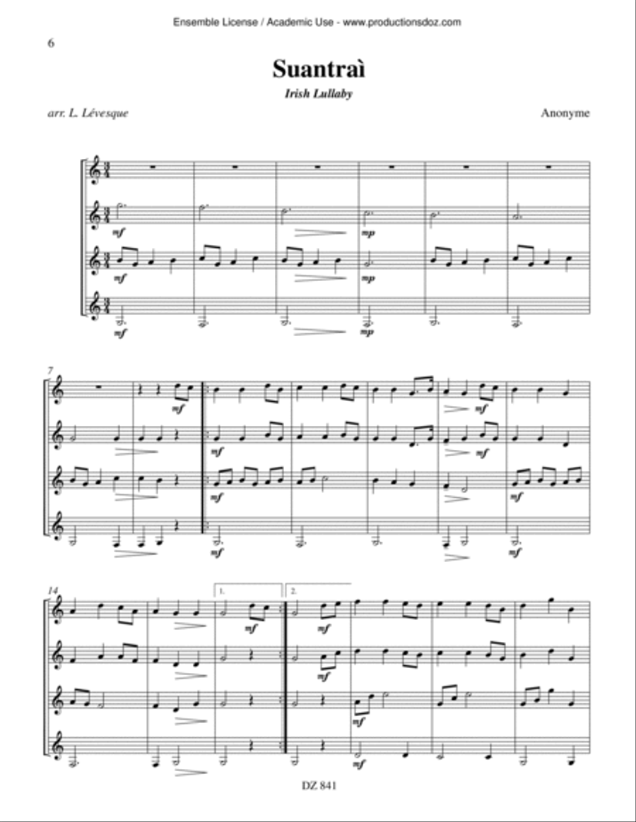 Two Celtic Lullabies Guitar Ensemble scores gallery preview page 5