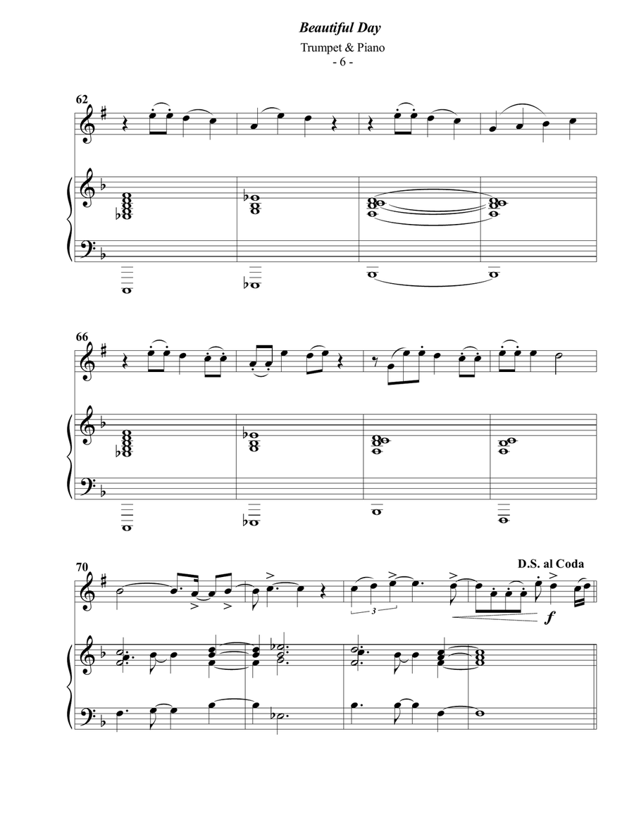 Beautiful Day by U2 B-Flat Trumpet - Digital Sheet Music page 6