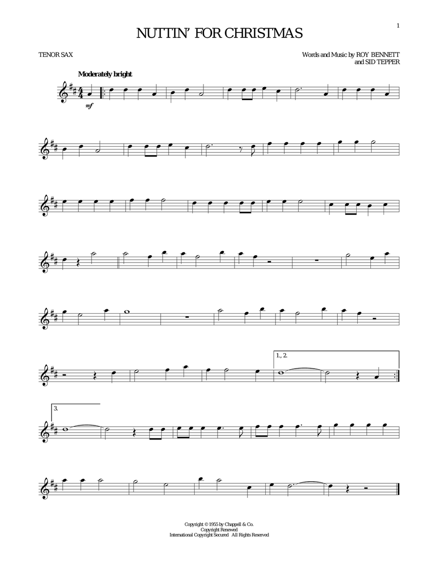 Nuttin' For Christmas Tenor Saxophone scores gallery preview page 1