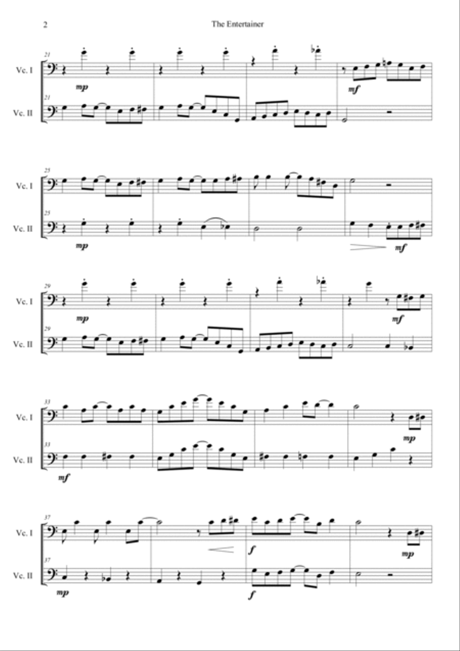 The Entertainer (The Sting OST) Short Version String Duet scores gallery preview page 2