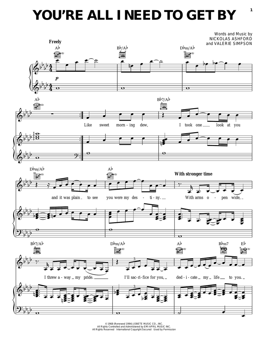 You're All I Need To Get By Acoustic Guitar scores gallery preview page 1