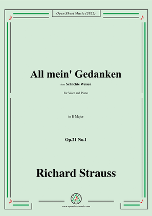 Book cover for Richard Strauss-All mein' Gedanken,Op.21 No.1,from Schlichte Weisen,in E Major