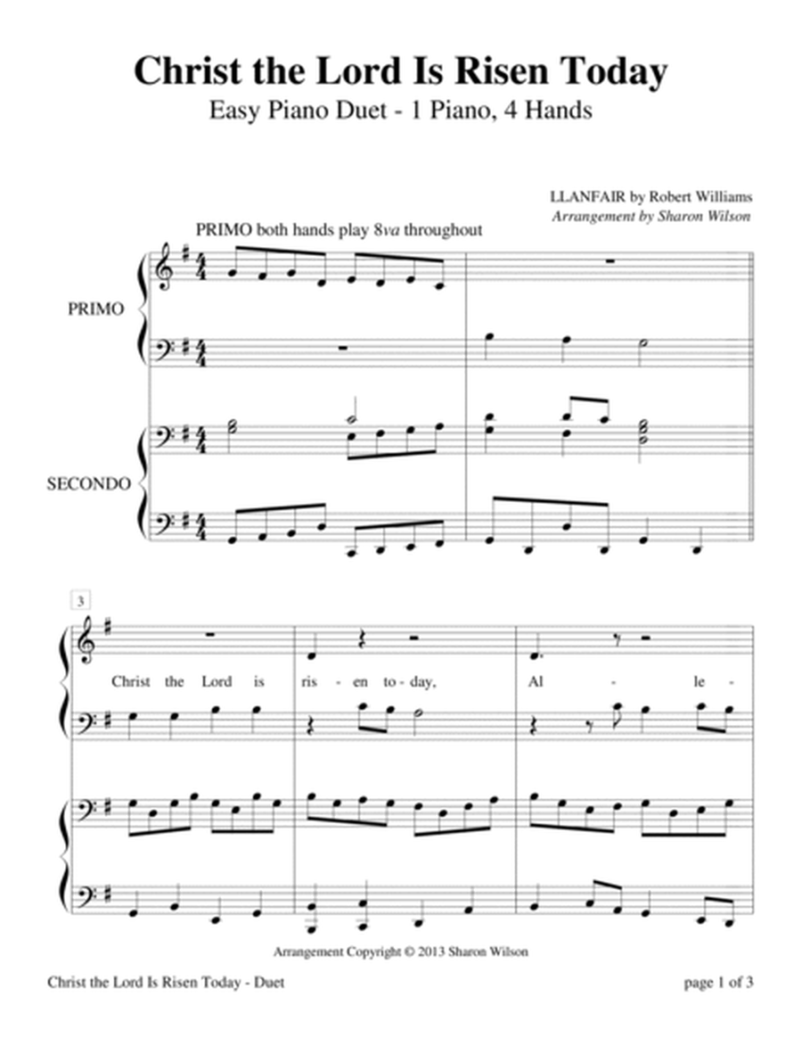Christ the Lord Is Risen Today (Easy Piano Duet - 1 Piano, 4 Hands) image number null
