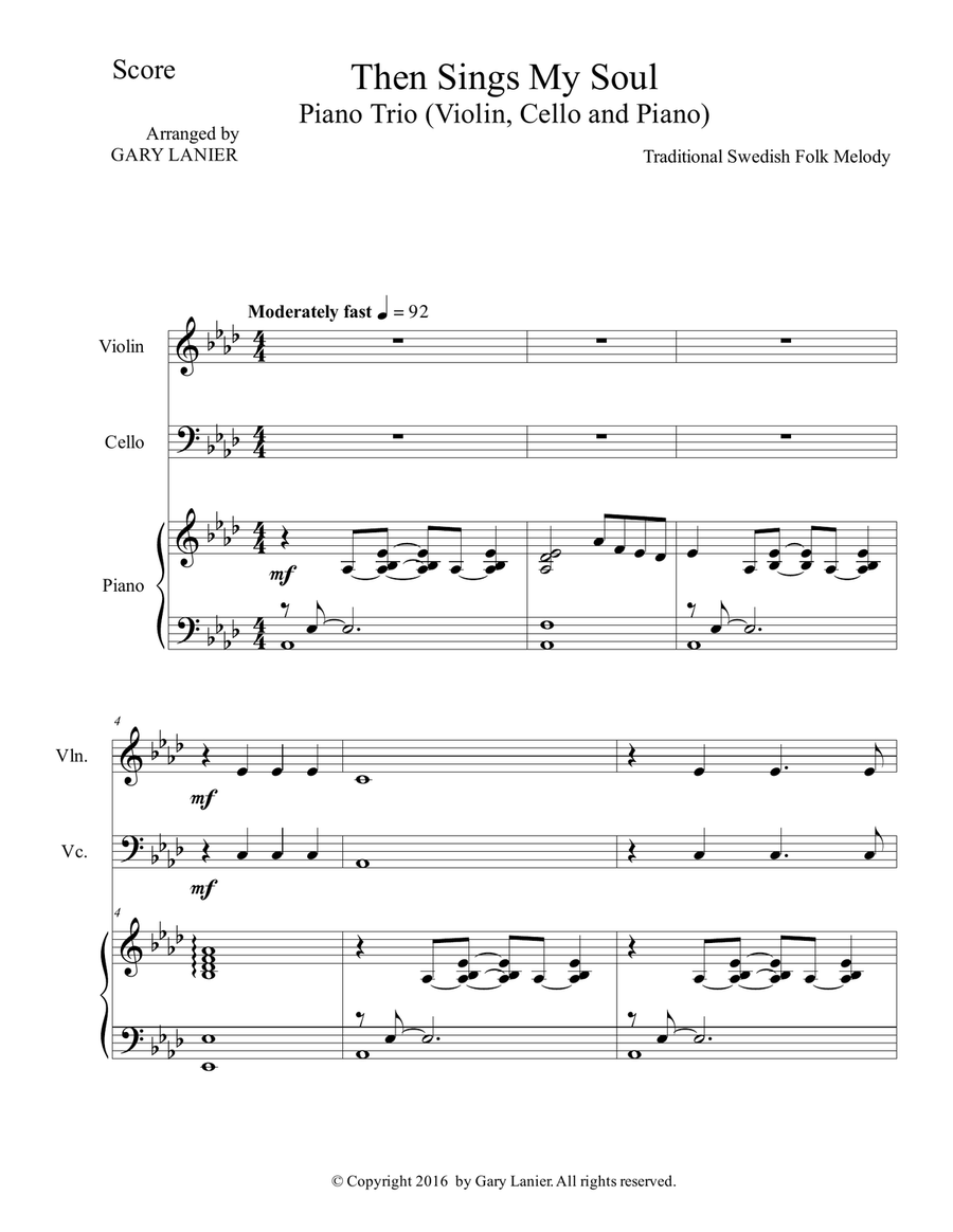 Trios for 3 GREAT HYMNS (Violin & Cello with Piano and Parts) Piano Trio scores gallery preview page 2