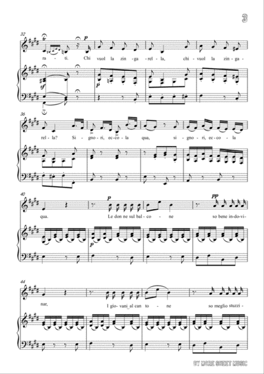 Paisiello-Chi Vuol la zingarella in E Major,for Voice and Piano Voice Solo scores gallery preview page 5