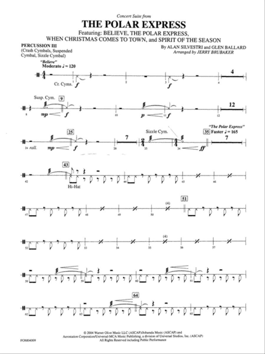 The Polar Express, Concert Suite from: 3rd Percussion Full Orchestra scores gallery preview page 1