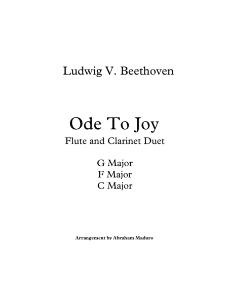 Beethoven`s Ode to Joy Flute Clarinet Duet-Three Tonalities Included image number null
