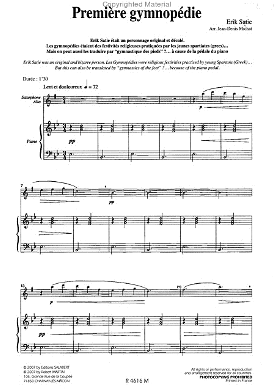 1ère gymnopédie Piano Accompaniment scores gallery preview page 2