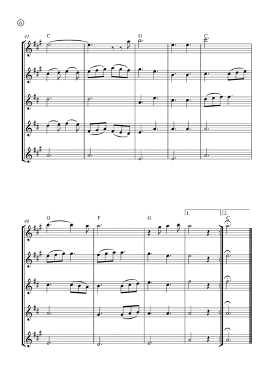 Oh Holy night Saxophone Quintet scores gallery preview page 6