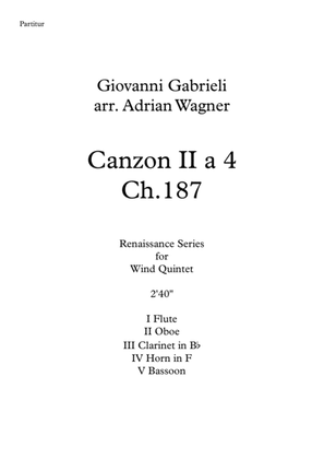 Book cover for Canzon II a 4 Ch.187 (Giovanni Gabrieli) Wind Quintet arr. Adrian Wagner