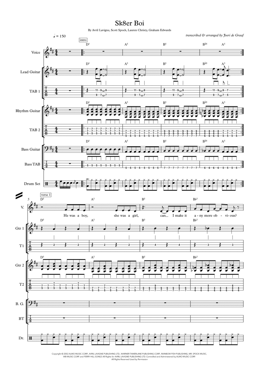 Sk8er Boi Voice scores gallery preview page 1